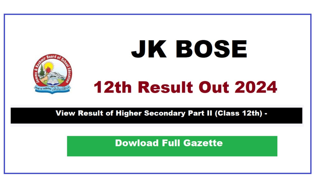 JKBOSE 12th Result 2024 Download Full Gazette Jammu Division JKUpdate.in